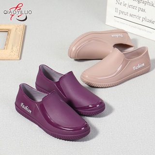 สินค้า QiaoYiLuo รองเท้าบูทยางกันฝนแฟชั่นสตรีต่ำด้านบนรองเท้าบูทยางกันน้ำท่อสั้น