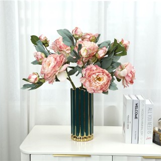 【AG】Artificial Flower Bright Color Multipurpose Silk Cloth Fadeless Vivid Simulation Peony Bouquet Home Garden Wedding Decoration