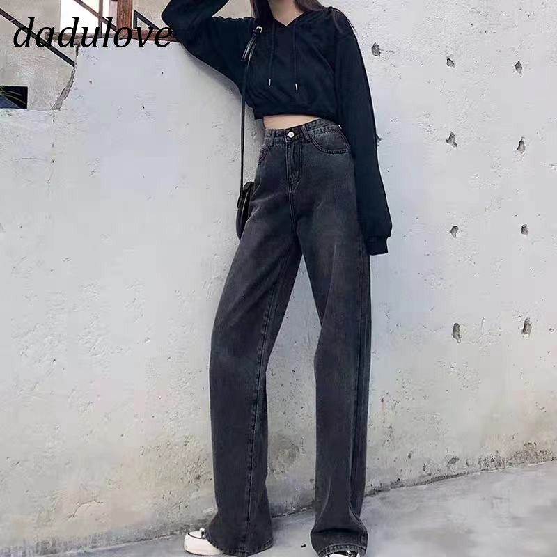 dadulove-new-korean-style-fashion-jeans-loose-high-waist-womens-wide-leg-pants-niche-straight-leg-pants