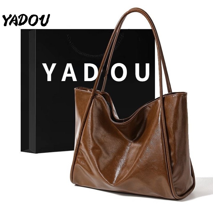 yadou-สีทึบถุงยุโรปและอเมริกาย้อนยุคแฟชั่นสิริมันเงาความจุสูงงานกระเป๋าสะพาย