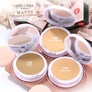 Neecara MATTE PRESSED POWDER 2WAY&amp;OIL FREE N333 แป้งอัดแข็งแบบแมตต์ 2ทางและออยล์ฟรี กันน้ำ ควมคุมความมัน