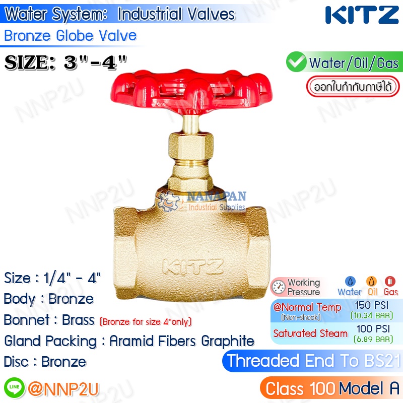 Robinet à Globe En Bronze Kitz C150D - Diamètre 3/4", Classe 150, Joints Soudés - Neuf (sans Boîte OEM)