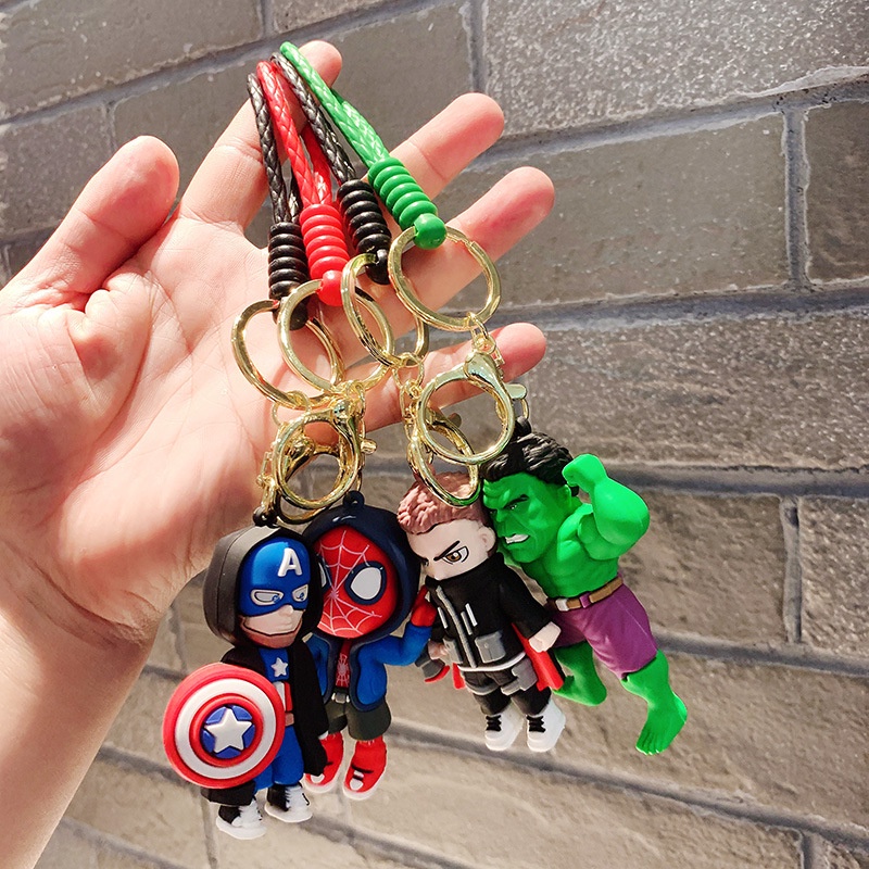 เครื่องประดับ-พวงกุญแจ-จี้ตุ๊กตาการ์ตูนอนิเมะ-avengers-spider-man-iron-man-ขนาดเล็ก