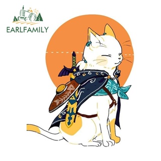 Earlfamily สติกเกอร์ กันน้ํา ลายแมวซามูไร สไตล์ญี่ปุ่น 13 ซม. × 10.6 ซม. สําหรับติดตกแต่งรถยนต์ รถจักรยานยนต์ คาราวาน แล็ปท็อป
