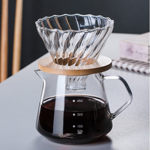 ดริปเปอร์กาแฟ-2-4แก้วพร้อมฐานไม้-v60-ที่ดริปกาแฟสด-ที่ดริปกาแฟ-ที่ดิฟกาแฟสด-แก้วดริปกาแฟพกพา-งานแก้ว-ทำกาแฟสด