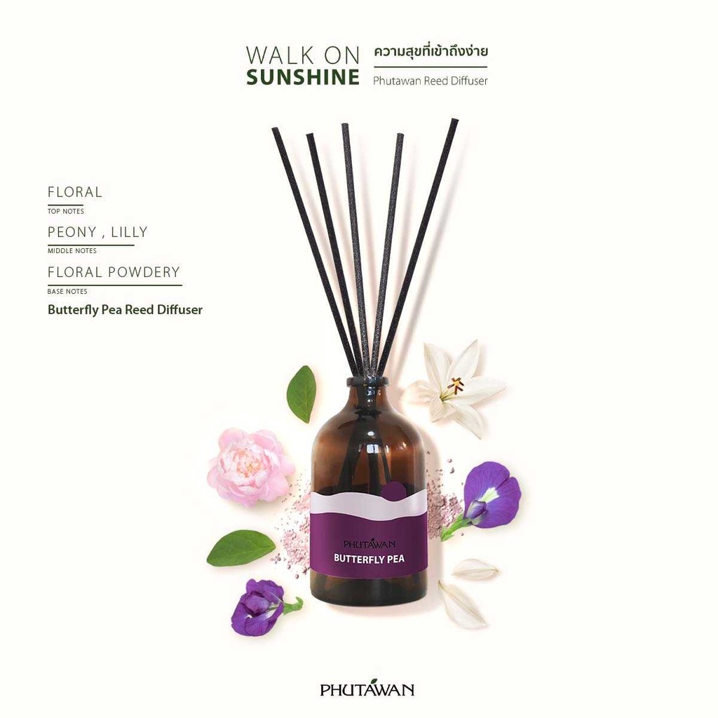 Vanilla Phutawan Reed diffuser 50 ml ก้านไม้หอมปรับอากาศภูตะวัน ...