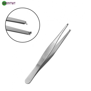 [CRAZY SALE]140mm Silver Stainless Steel Toothed Tweezers For Suture Manipulate Needles Hold