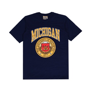 เสื้อยืด พิมพ์ลาย Michigan UNIVERSITY VINTAGE NUTMEG สําหรับผู้ชาย