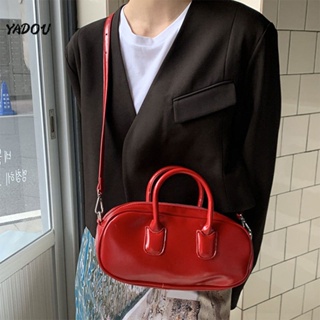YADOU กระเป๋าใต้วงแขนผู้หญิง เกาหลีใต้ ในการขายร้อน การออกแบบเดิม สีแดงวินเทจ กระเป๋าสะพาย วัสดุหนังพียู การออกแบบที่สดใส