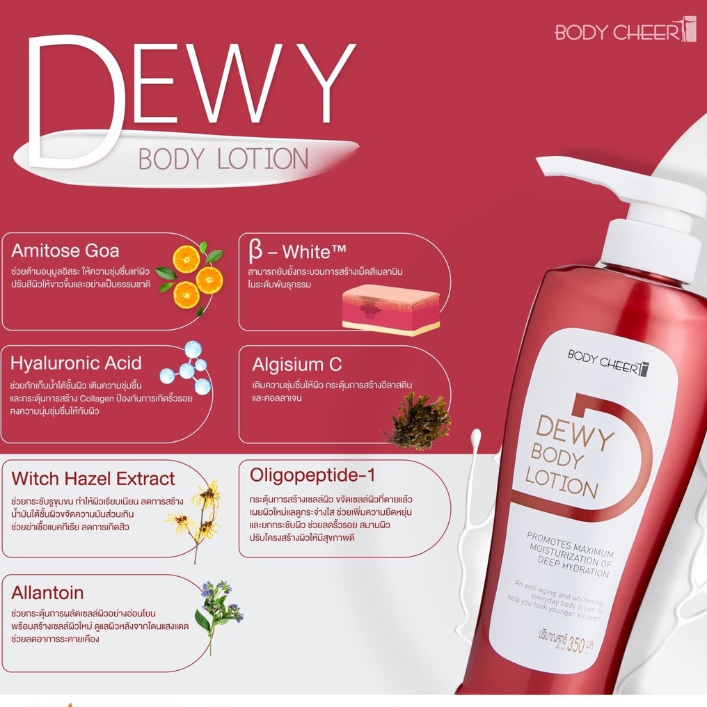 dewy-body-lotion-ผลิตภัณฑ์บำรุงผิวกาย-เนื้อโลชั่นสูตรใหม่-ด้วยสารสกัดที่ได้จากธรรมชาติ-350-มิลลิลิตร