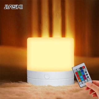 JIASHI โคมไฟข้างเตียง LED ไฟกลางคืน ประเภทสัมผัส รีโมท สีที่ปรับได้ USB ชาร์จได้ บรรยากาศที่มีสีสัน เวลาปิด