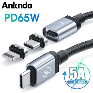 Ankndo สายเคเบิลชาร์จเร็ว USB C 65W PD USB C เป็น Type C 5A สําหรับแล็ปท็อป iP 13 14 Mac Huawei Samsung