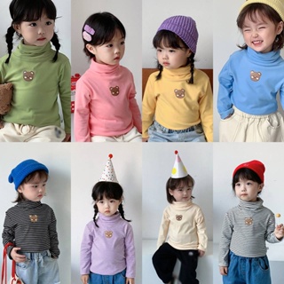 BOBORA เสื้อยืดคอสูง ผ้ากํามะหยี่ แบบหนา ให้ความอบอุ่น แฟชั่นฤดูใบไม้ร่วง และฤดูหนาว สไตล์เกาหลี สําหรับเด็กผู้ชาย และเด็กผู้หญิง