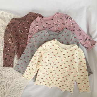 [Babycat] พร้อมส่ง เสื้อแขนยาว ผ้าฝ้าย ลายดอกไม้ ขนาดเล็ก สไตล์เกาหลี ญี่ปุ่น แฟชั่นฤดูใบไม้ผลิ ฤดูใบไม้ร่วง สําหรับเด็กผู้หญิง