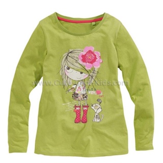 TLG-392 เสื้อแขนยาวเด็กผู้หญิง sweater สีเขียวลาย Girl Size-70 (6-9 เดือน)
