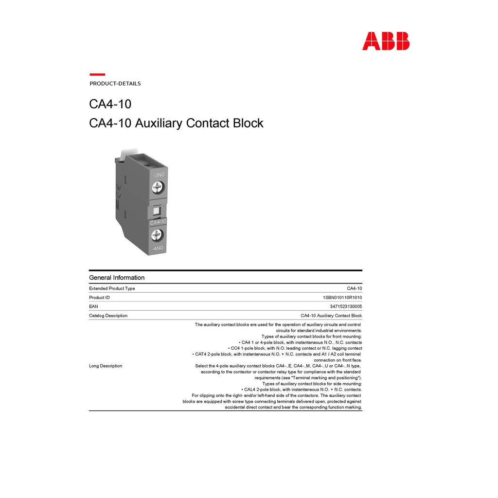 abb-คอนแทคช่วย-ca4-10-auxiliary-contact-block