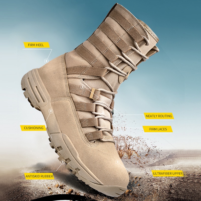 ภาพหน้าปกสินค้ารองเท้าบูทคอมแบท ข้อสูง กันน้ํา ขนาดใหญ่ เหมาะกับเดินป่ากลางแจ้ง สไตล์ทหาร สําหรับผู้ชาย จากร้าน yangrui.th บน Shopee