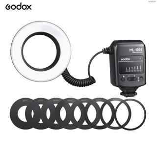 Godox ML-150II Universal Macro Ring Flash Light 11 Levels Adjustable Brightness GN12 Fast Recycle with 8pcs Adapter Rings Replacement for    DSLR Camera