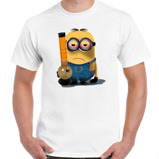 สาวอวบธรรมดาเสื้อยืดลำลองHH เสื้อยืดคอกลมแขนสั้นพิมพ์ลาย Stoned Minion Funny Minions Weed Bong สําหรับผู้ชาย เสื้อยืด ne