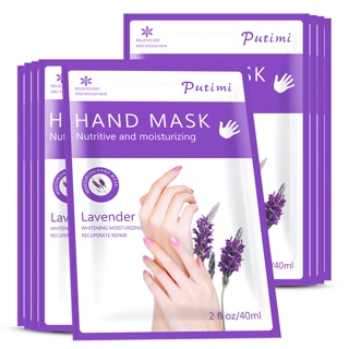 Putimi 10pack Hand Mask Lavender Smoothing Whitening Spa Gloves Nourishing Hydrating Dead Skin Remove Hand Mask Cream Ha