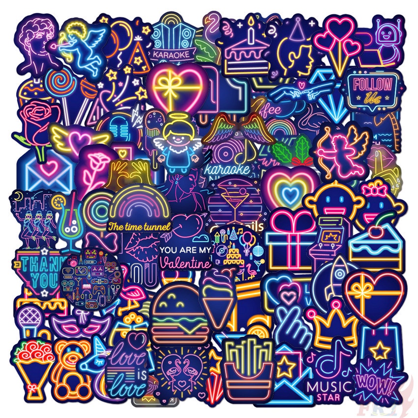 100pcs-set-funny-neon-color-style-series-a-สติ๊กเกอร์-diy-fashion-waterproof-decals-doodle-graffiti-สติ๊กเกอร์