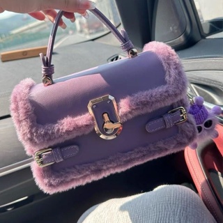MZ HOUGE lamb small square bag 2022 new autumn and winter plush bag advanced feeling handheld bag girl with oblique arm