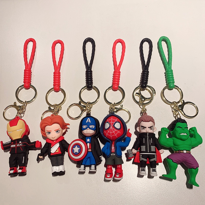 เครื่องประดับ-พวงกุญแจ-จี้ตุ๊กตาการ์ตูนอนิเมะ-avengers-spider-man-iron-man-ขนาดเล็ก