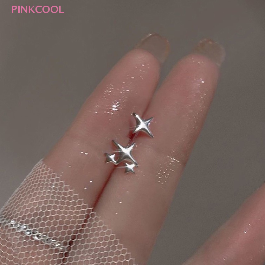 pinkcool-ขายดี-ต่างหูสตั๊ด-เงิน-925-จี้รูปดาว-น่ารัก-ไม่สมมาตร-สีเงิน-สีทอง-เครื่องประดับ-สําหรับผู้หญิง