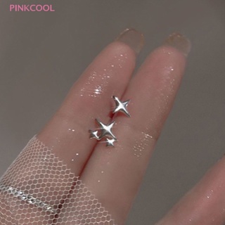 Pinkcool ขายดี ต่างหูสตั๊ด เงิน 925 จี้รูปดาว น่ารัก ไม่สมมาตร สีเงิน สีทอง เครื่องประดับ สําหรับผู้หญิง