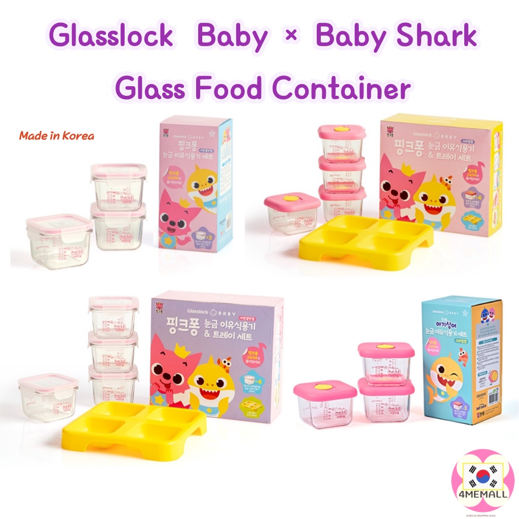 [Glass Lock Baby X Baby Shark] Pinkfong Glass Food Container 210ml