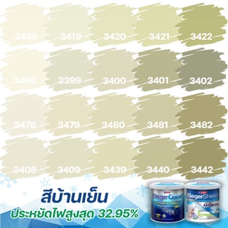 Beger สีเขียวหม่น กึ่งเงา ขนาด 9L เกรดสูง สีทาภายนอก+สีทาภายใน ไดม่อนชิลด์+แอร์คลีน สีทาบ้าน  สีน้ำอะคริลิค