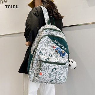 TAIDU กระเป๋าเป้สะพายหลัง อินเทรนดี้ กราฟฟิตีส่วนบุคคลสไตล์ญี่ปุ่น กระเป๋านักศึกษาวิทยาลัย กระเป๋าสะพายหลังเรียบง่ายสบาย ๆ