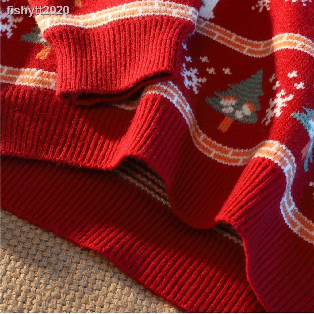 คริสต์มาสสีแดงเกล็ดหิมะ-elk-เสื้อกันหนาวผู้หญิงหลวมเสื้อกันหนาวใหม่