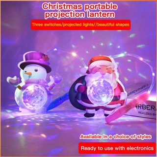 คริสต์มาสแบบพกพาส่องสว่างฉายโคมไฟของขวัญเด็กซานตาคลอส S Nowman ดาวบอลแสงของเล่น-FE