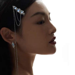 🔥Sale🔥ต่างหูกิ๊บติดผมรูปทรงเรขาคณิตประดับคริสตัล JELLY GIRL Crystal Gothic Earrings พร้อมส่ง