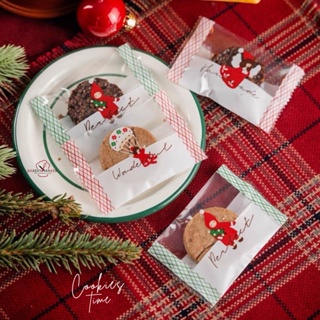 ถุงซีลใส พิมพ์ลาย Happiness Santy คละ 4 แบบ / แพค 50 ใบ / ขนาด 7 x 10 ซม. / Christmas cookie bags ถุงคุ้กกี้ ลายสก็อต