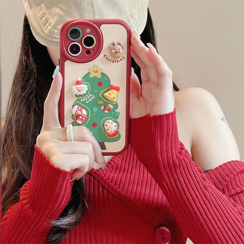 douyin-ขายดี-เคสโทรศัพท์มือถือ-แบบนิ่ม-ลายต้นคริสต์มาส-สําหรับ-apple-iphone-14-13promax-12-11