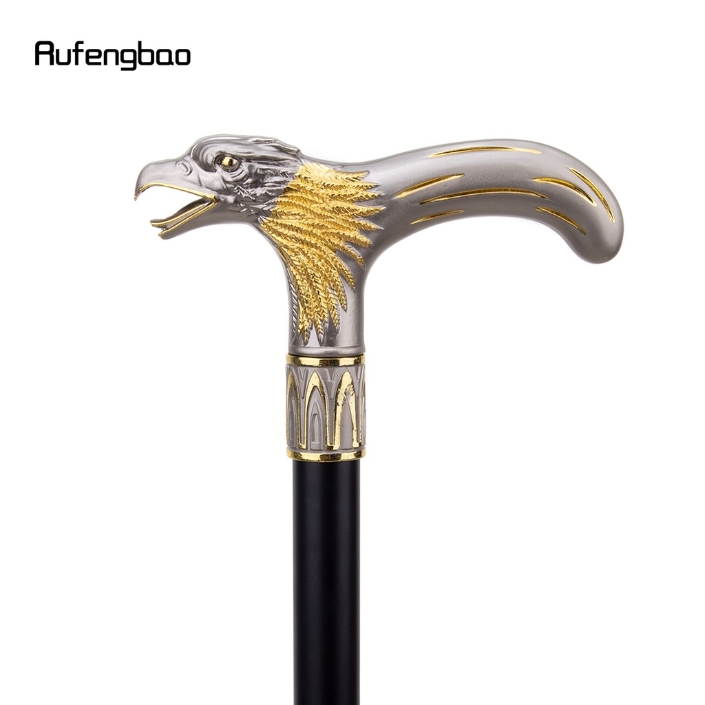 golden-dinosaur-eagle-hawk-walking-stick-with-hidden-plate-self-defense-fashion-cane-plate-cosplay-crosier-stick-93cm