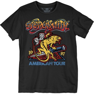1987 American Tour Aerosmith T-Shirt เสื้อตราหานคู่ เสื้อยืด