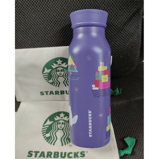 Starbucks Stainless Santa Bear &amp; Friend Water Bottle 12Oz. แท้