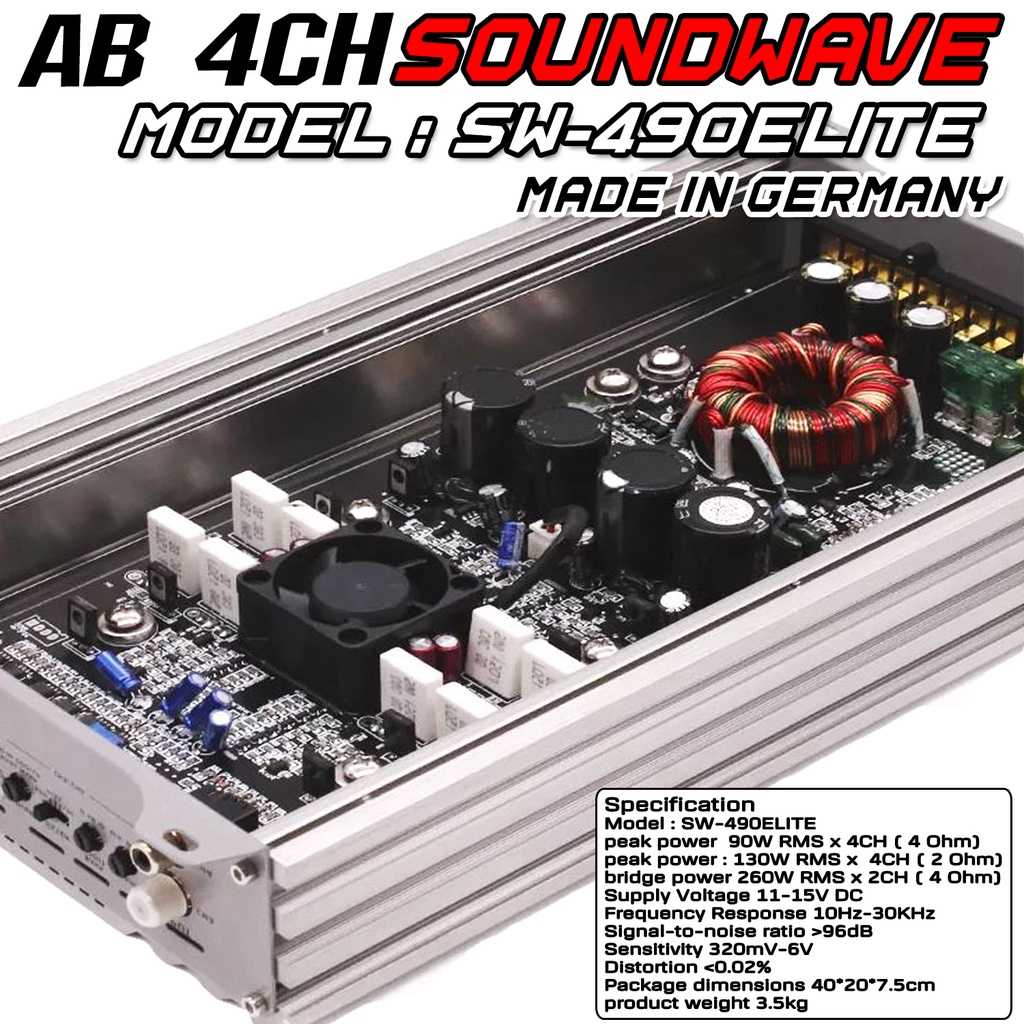 soundwave-class-ab-4ch-รุ่น-sw-490elite-made-in-germany-เพาเวอร์แอมป์-แอมป์ขยายรถยนต์-เพาเวอร์รถยนต์-เครื่องเสียงรถยนต์