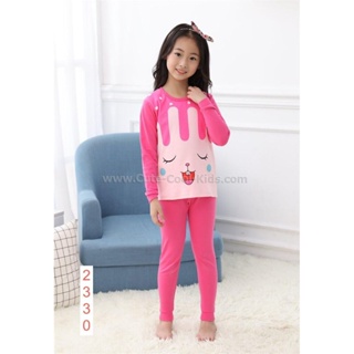 L-PJG-2330-GM ชุดนอนเด็กแนวเกาหลี สีชมพู ลายกระต่าย 🚒 พร้อมส่ง ด่วนๆ จาก กทม 🚒