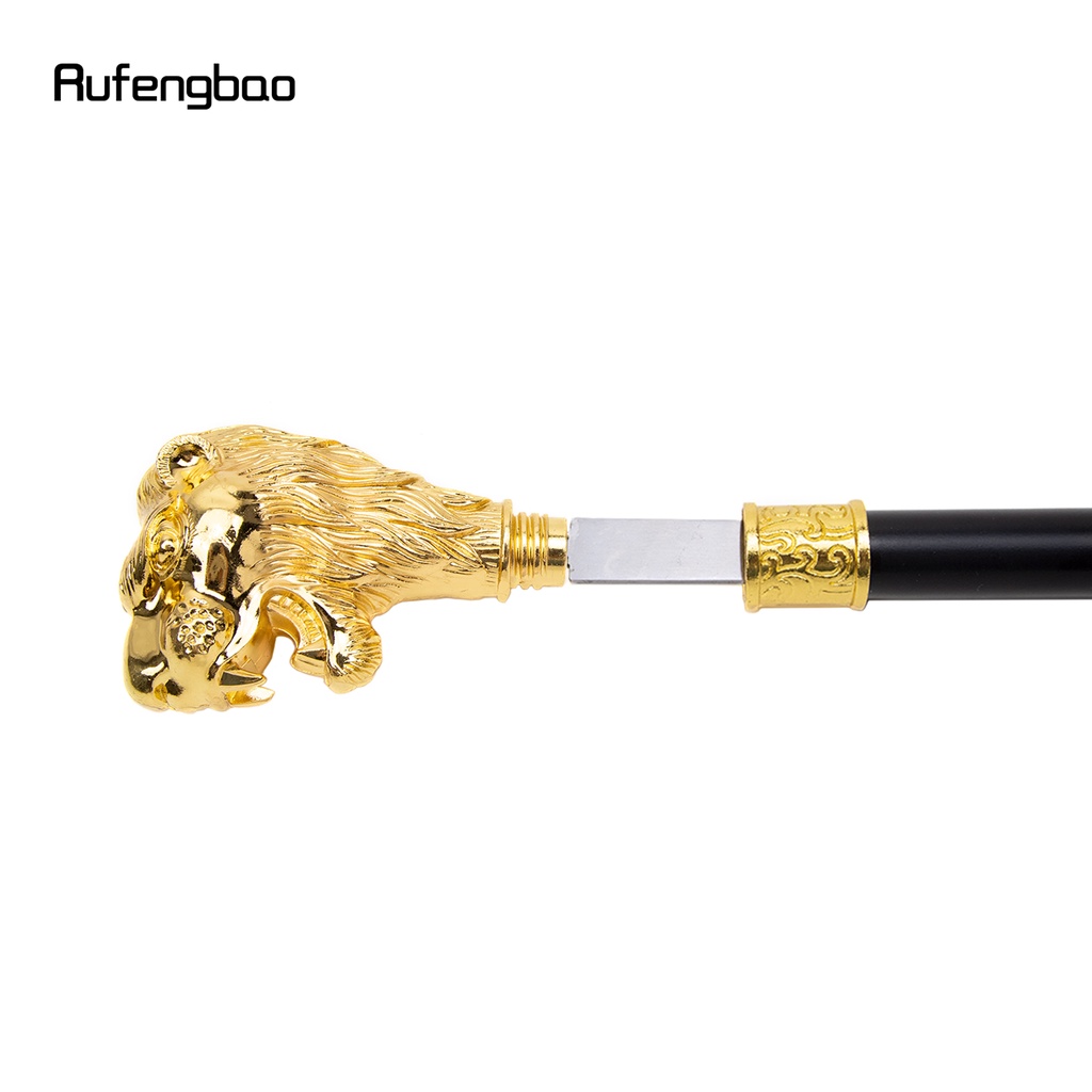 gold-lion-head-with-mustache-walking-stick-with-hidden-plate-self-defense-fashion-cane-plate-cosplay-crosier-stick-93cm