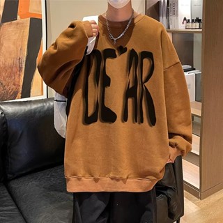 Fashionyou (🔥พร้อมส่ง🔥)เสื้อกันหนาว คอกลม แขนกว้าง พิมพ์ลายตัวอักษร DE ทรงหลวม สไตล์เกาหลี เรโทร แนวสตรีท อเมริกัน สําหรับผู้ชาย และผู้หญิง