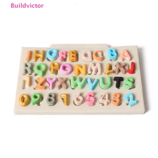 Buildvictor แม่พิมพ์ซิลิโคน รูปตัวอักษร ตัวเลข สําหรับทําเค้ก ช็อคโกแลต ฟองดองท์ น้ําตาล DIY TH