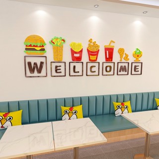 สติกเกอร์อะคริลิค ลาย welcome Slogan กันน้ํา สําหรับติดตกแต่งผนังบ้าน ร้านเบอร์เกอร์