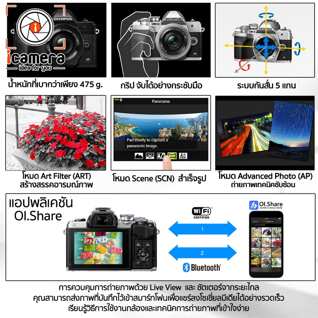 ภาพสินค้าOlympus Camera OM-D E-M10 Mark 4 Kit 14-42 mm.F3.5-5.6 EZ - รับประกันร้าน icamera 1ปี จากร้าน icamera_gadgets บน Shopee ภาพที่ 7