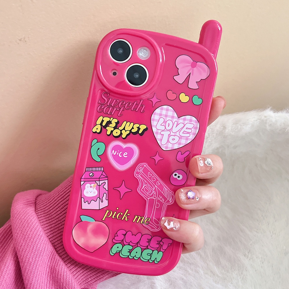 เคสโทรศัพท์มือถือ-tpu-นิ่ม-กันกระแทก-กันสิ่งสกปรก-ปิดด้านหลัง-ลายกราฟฟิตี้หัวใจ-ประดับโบว์-สําหรับ-iphone-11-12-13-14-pro-max