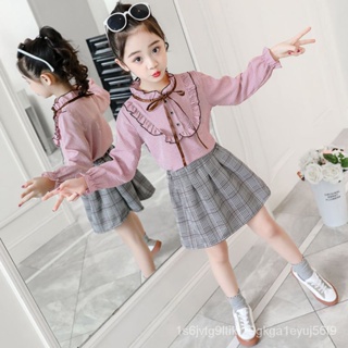 เสื้อผ้าเด็กผู้หญิงแฟชั่นลูกไม้ชุดลำลอง 2022 ใหม่เกาหลี Middle เด็กด้านบนชุดเสื้อเกาหลี