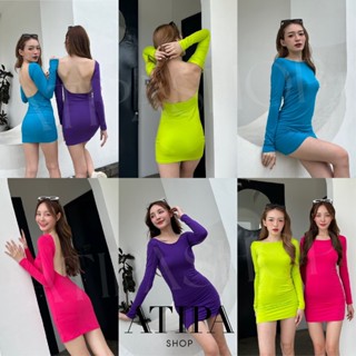 สินค้า Atipashop - Mini dress เดรสสั้น แขนยาว เว้าหลัง